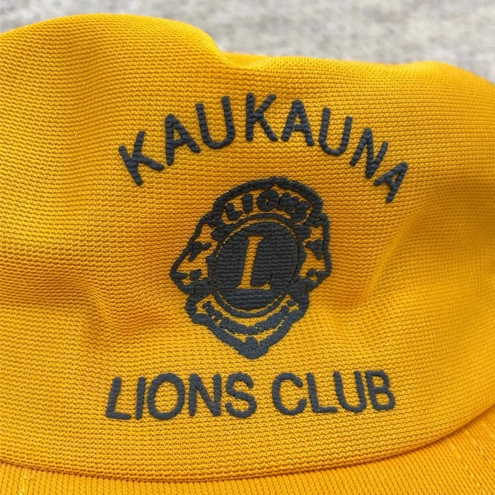 Vintage Lions Club‎ Trucker Hat Cap Made In USA 80s 90s Yellow Blue Kaukauna